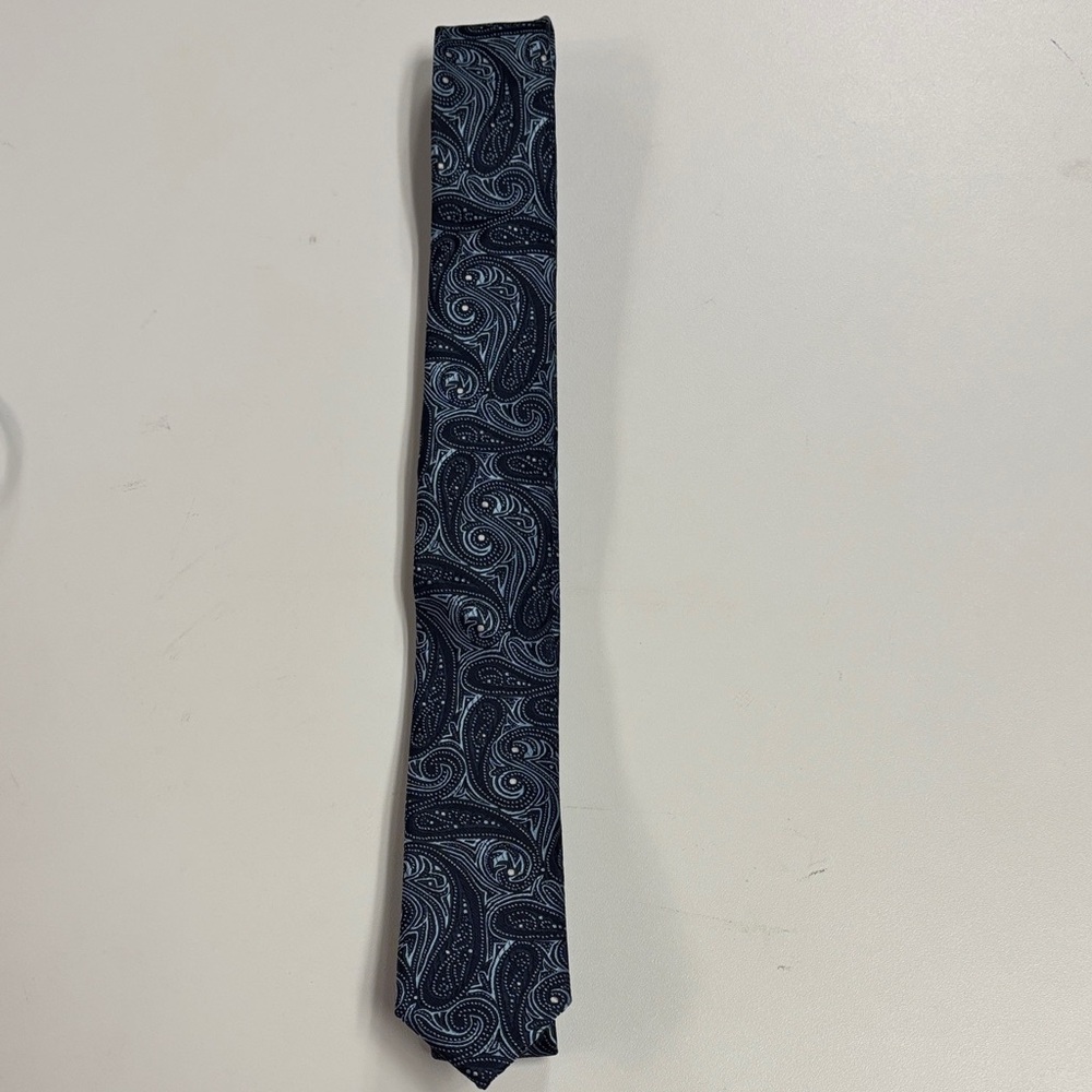 Elegant Blue Paisley Narrow Tie